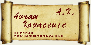 Avram Kovačević vizit kartica